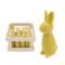 Transpac Mini Resin Flocked Yellow Easter Bunny in Crate, Decorative Figurine, 2.95in H, Yellow, Indoor Tabletop Decor, Easter